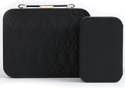 Portable Jewelry Box, Large Travel Jewelry Case Organizer (Black)