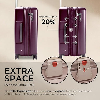 Briggs & Riley 30" Large Expandable Spinner - Checked Luggage for Travel, Suitcases with Wheels, Hardside Rolling Bag for Men & Women, Self-Repairing Zipper - Sympatico Collection, Plum