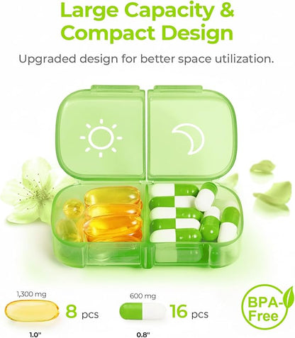 AUVON XL Weekly Pill Organizer 2 Times a Day, AM PM Pill Case with One-Side Large Opening for Easy to Use, Pill Box 7 Day Travel Medication Organizer for Medications, Vitamins, Fish Oils, Supplements