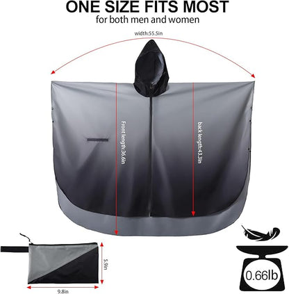 Rain Poncho Jacket Coat Hooded Zipper Style for Women/Men/Adult with Pocket