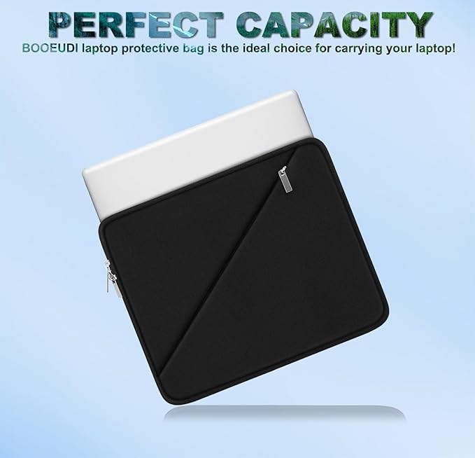 13.3 inch Laptop Sleeve Case Compatible with 13.3 inch Notebook, Traveling Computer Bag Compatible with MacBook Pro 14 Inch, MacBook Air, Dell, HP, Lenovo, Laptop Cover with Pocket, Black