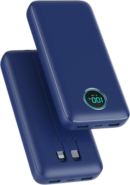 Portable Charger PowerBank 40,800mAh with Built-in Cables,25W PD Fast Charging +QC 4.0 Quick Phone Charging Power Bank, Travel Essential Charger Battery Pack for iPhone 17/16/15 Android Galaxy etc