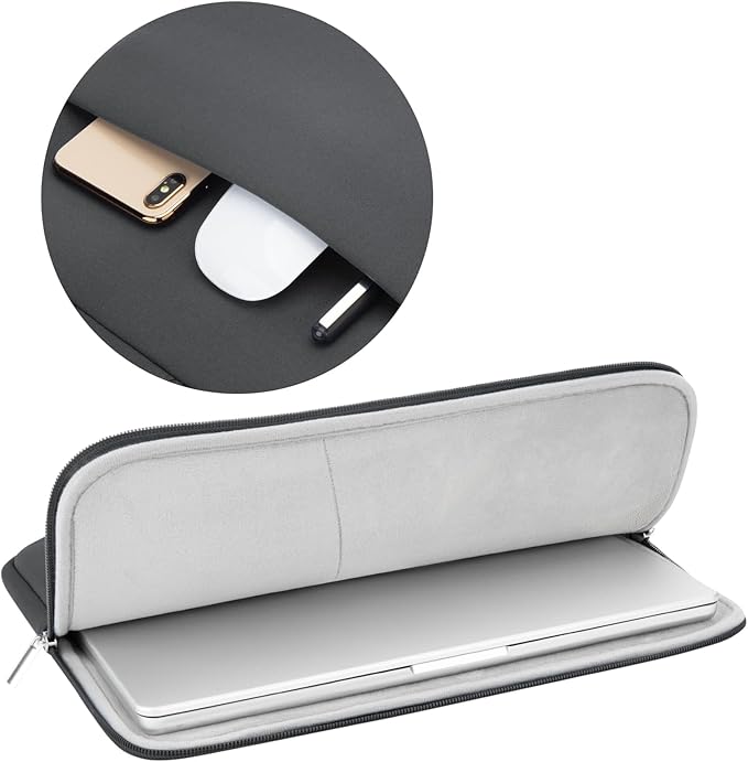 RAINYEAR 15 Inch Laptop Sleeve Protective Case Soft Cover with Front Pocket & Accessories Pouch, Compatible with 15.4" MacBook Pro/Air A3241 A2941 A3114 A1938 A1707 A1990 (Gray, Upgraded Version)