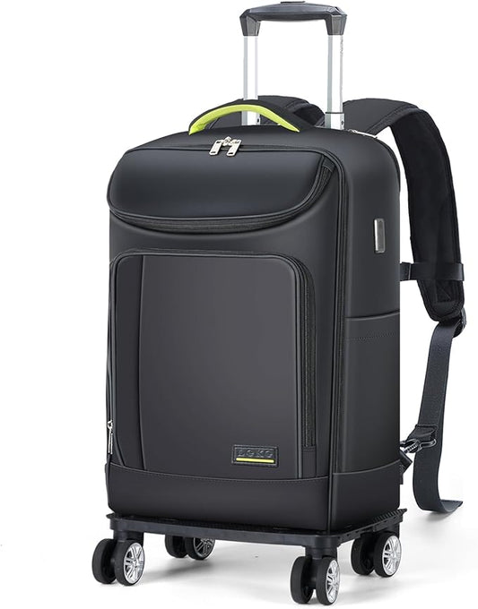 Lekebobor Travel Rolling Backpack, 18 inch Waterproof Bag with 360° Wheels for 15.6" Laptop, Convertible Airline Approved Travel Back Pack for Men & Women, Business, Commuter
