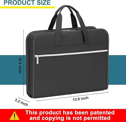 SEEKIND PU Leather Accordian File Organizer 26 Pockets, Expanding File Folder with Handle&Carrying Strap, Document Organizer File Holder for Letter Size / A4 File, for Office, School-Black