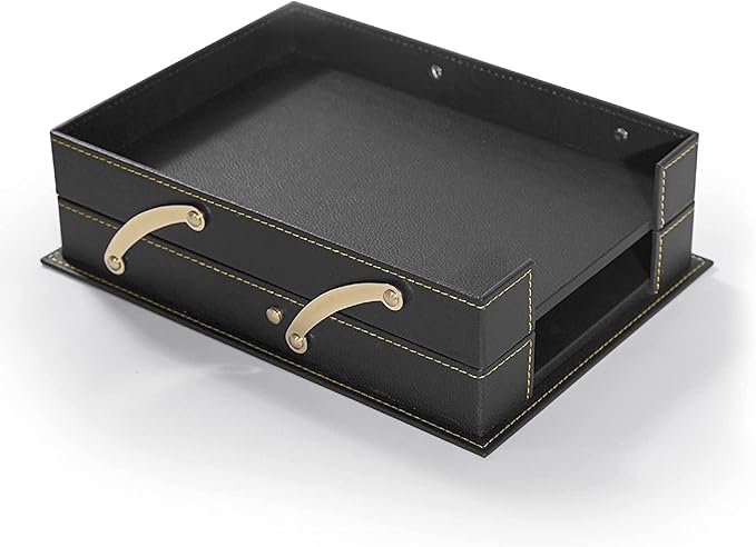 MOOGCO Bonded Set - Leather Desk Organizer - Desk Accessories - Home Office Accessories - Desk Supplies - Leather Desk Set