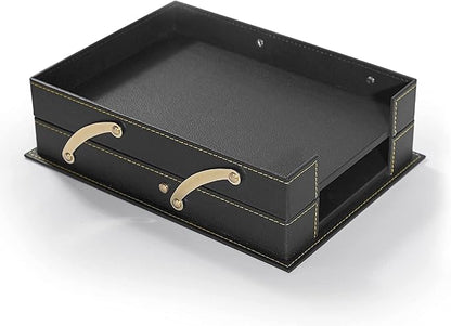 MOOGCO Bonded Set - Leather Desk Organizer - Desk Accessories - Home Office Accessories - Desk Supplies - Leather Desk Set