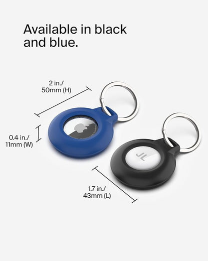 Belkin Waterproof Apple AirTag Secure Holder with Key Ring - Durable Scratch-Resistant AirTag Case, Protective Keychain Accessory for Keys, Pets, Luggage, Backpacks, and More - Blue (2-Pack)