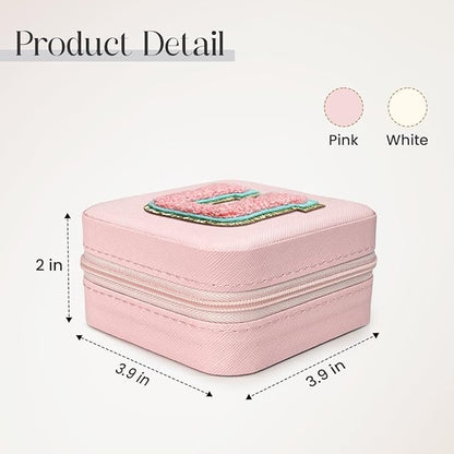 SANDJEST Personalized Jewelry Box, Pink Travel Jewelry Box with Initial U, Small Monogrammed Jewelry Case Organizer for Girls Women Teen Kids, Mini Travel Essentials Gifts for Birthday Christmas