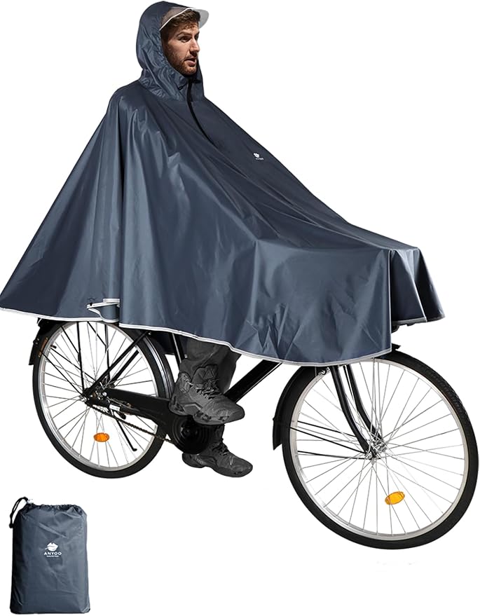 ANYOO Waterproof Rain Poncho Bike Bicycle Rain Capes Lightweight Compact Reusable for Adults