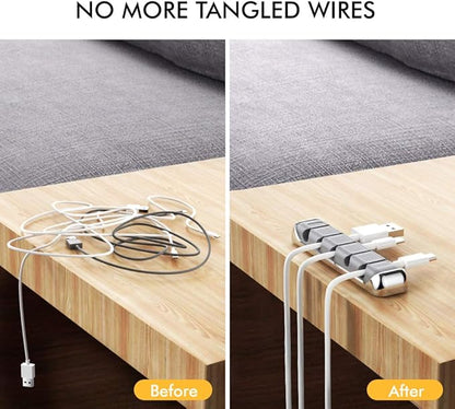 AHASTYLE Cable Organizer Holder 5 Slots Desktop Cord Wire Clips Keeper for Organizing USB Cable/Power Cord/Wire Home Office and Car (Grey)