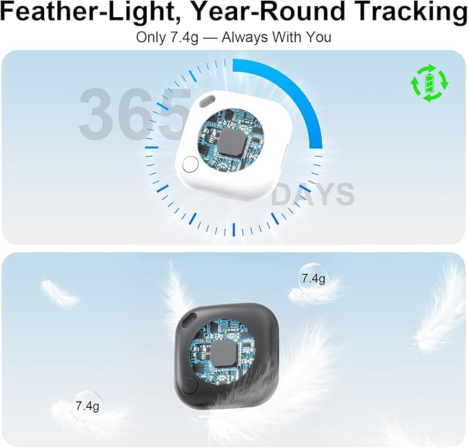 2 Packs Air Tracker Tags Compatible with Apple Find My (iOS Only), Bluetooth Tracker, Smart Keys Finder and Item Locator with Waterproof Case for Wallet Luggage Backpack 1B1W