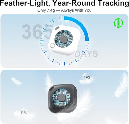 2 Packs Air Tracker Tags Compatible with Apple Find My (iOS Only), Bluetooth Tracker, Smart Keys Finder and Item Locator with Waterproof Case for Wallet Luggage Backpack 1B1W