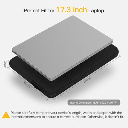 17.3 inch Laptop Sleeve Case for HP 17 inch Laptop/Envy 17 / Pavilion 17, ASUS Vivobook 17, Acer Aspire 17, Dell Inspiron 17, Lenovo Ideapad 17, Water-Resistant Computer Bag with Accessory Pocket