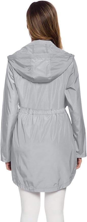 Avoogue Women's Long Raincoat with Hood Outdoor Lightweight Windbreaker Rain Jacket Waterproof