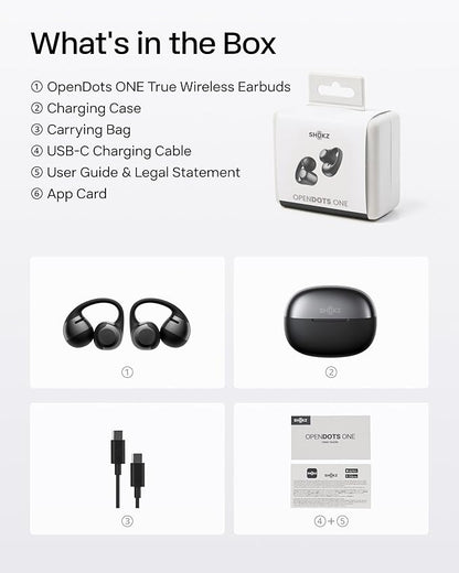 SHOKZ OpenDots ONE-Open-Ear Headphones, Clip-On Earbuds-Wireless Bluetooth Earbuds with Microphone-Secure, Lightweight, Comfort-Premium Dolby Audio-Water Resistant-Fast Charging-Up to 40 hrs Playtime