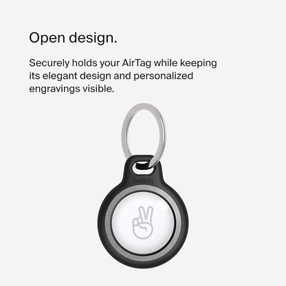 Belkin Apple AirTag Reflective Secure Holder With Key Ring - AirTag Holder - AirTag Keychain Accessories - Reflective & Scratch Resistant AirTag Case With Raised Edges - Black