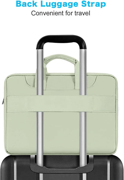 MOSISO 360 Protective Laptop Shoulder Bag Compatible with MacBook Air 15 M4 A3241 M3 A3114 M2 A2941/Pro 16 inch M4 M3 M2 M1, 15-15.6 inch Notebook,Matching Color Sleeve with Belt, Sage Green