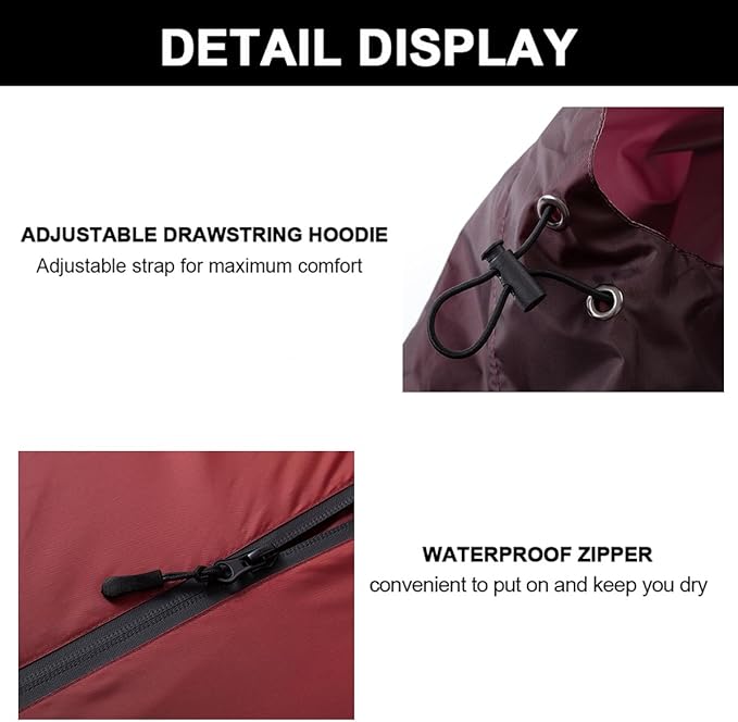 Fashion Hooded Rain Poncho Waterproof Raincoat Jacket with pocket for Women/Men/Adult