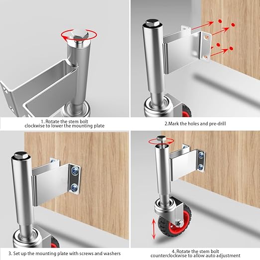 Spring Loaded Gate Casters 5” Rubber Tire Heavy Duty Gate Caster Wheels with Hardware for Wooden Gates, Metal Gates, Fence Gates, Swing Gates, 400 Lbs Load Capacity
