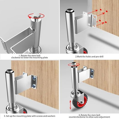 Spring Loaded Gate Casters 4” Rubber Tire Heavy Duty Gate Caster Wheels with Hardware for Wooden Gates, Metal Gates, Fence Gates, Swing Gates, 330 Lbs Load Capacity