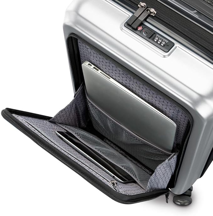 Samsonite Carry-On Pro Front Pocket Hardside Expandable 21-Inch Octiv Luggage: Durable & Impact Resistant, 360° Aero Trac Spinner Wheels, Adjustable Telescopic Handle, TSA Approved Lock - Silver