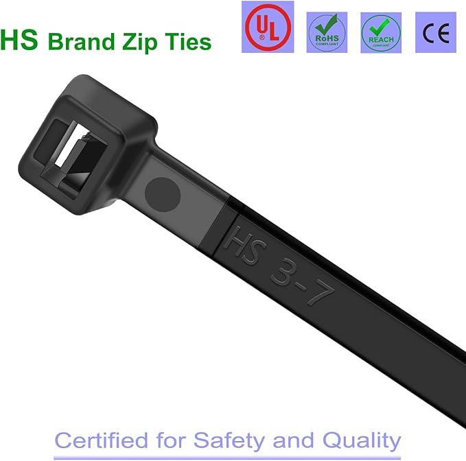 HS Large Zip Ties Extra Heavy Duty 16 Inch 200 Pounds Outdoor Use UV Proof Cable Tie Straps Wide,Giant Long Wire Ties,20 Pack Black