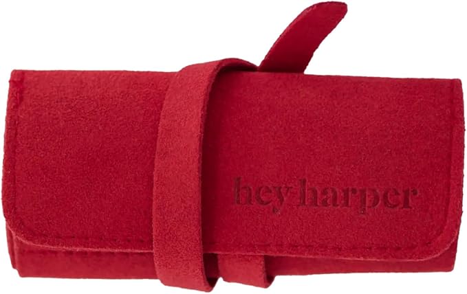 Hey Harper Travel Jewelry Organizer Roll – Compact Storage Pouch for Rings, Earrings, Necklaces & Bracelets – Foldable Case for Women (Included Only Roll) (Red)