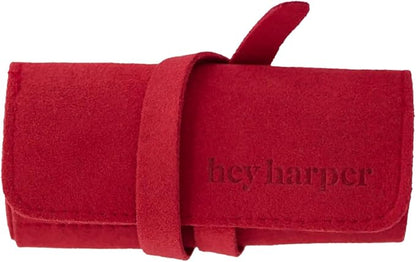Hey Harper Travel Jewelry Organizer Roll – Compact Storage Pouch for Rings, Earrings, Necklaces & Bracelets – Foldable Case for Women (Included Only Roll) (Red)