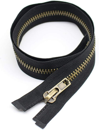 YaHoGa #8 11 Inch Antique Brass Separating Jacket Zipper Metal Zipper Heavy Duty Metal Zippers for Jackets Sewing Coats Crafts (11" Anti-Brass)
