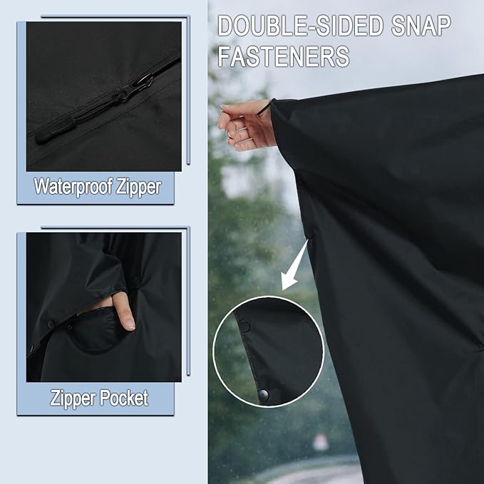 Fashion Hooded Rain Poncho Waterproof Raincoat Jacket with pocket for Women/Men/Adult