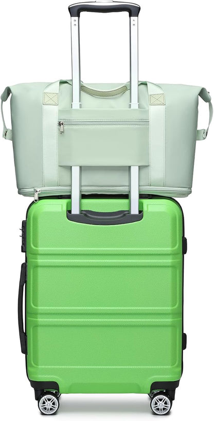Kono Luggage Set 4 Piece Carry On Lightweight PC+ABS Hardside Luggage with TSA Lock Spinner Wheels Carry On Suitcase Apple Green