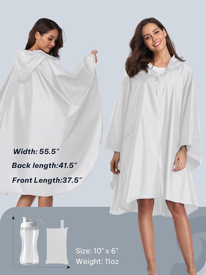 SaphiRose Unisex Rain Poncho Waterproof Raincoat Hooded for Adults Women with Pockets