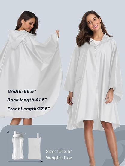SaphiRose Unisex Rain Poncho Waterproof Raincoat Hooded for Adults Women with Pockets