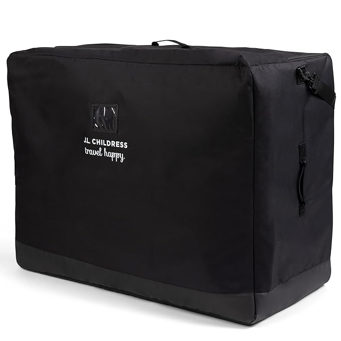 J.L. Childress Universal Stroller Travel Bag for Airplane - Fits Most Baby Strollers, Flying Essentials, Airport Accessories for Gate or Luggage Check, ID Card, AirTag Compatible - Large, Unpadded
