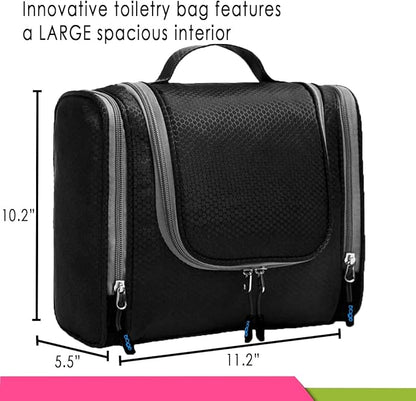 Bago Travel Toiletry Bag for Women and Men X-Large Waterproof Hanging Large Toiletry Bag for Bathroom and Travel Bag for Toiletries Organizer -Travel Makeup Bag (Black)