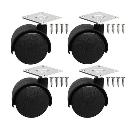 1.5 Inch Caster Wheels Replacement Universal Small Swivel Rollers for Furniture Filing Cabinet Desk Table Drawer Cart Box Shelf, 4 Pack 360 Degree Rolling Top Mounted Screw in Plate Castors