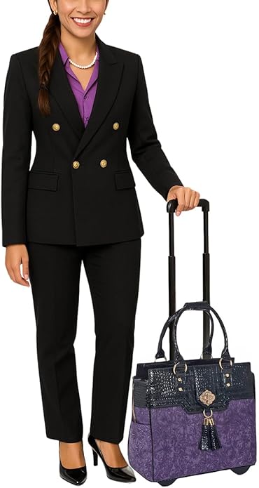 JKM and Company Alligator Compatible With Computer iPad, Laptop Tablet Rolling Tote Bag Briefcase Carryall Bag