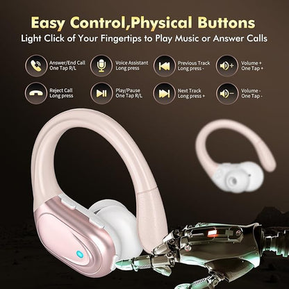 Wireless Earbuds, Sports Bluetooth Headphones, 80Hrs Playtime Ear Buds with LED Power Display, Noise Canceling Headset, IPX7 Waterproof Earphones for Workout/Running