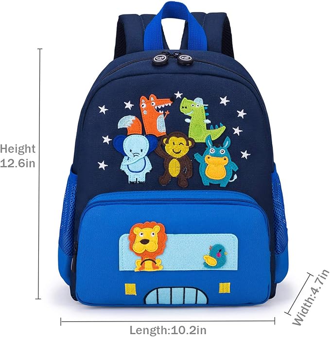 willikiva Cute Zoo Little 3d Backpack Kids Backpack for Boys and Girls Toddler Backpack Waterproof Preschool(Blue)