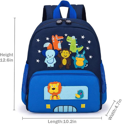 willikiva Cute Zoo Little 3d Backpack Kids Backpack for Boys and Girls Toddler Backpack Waterproof Preschool(Blue)