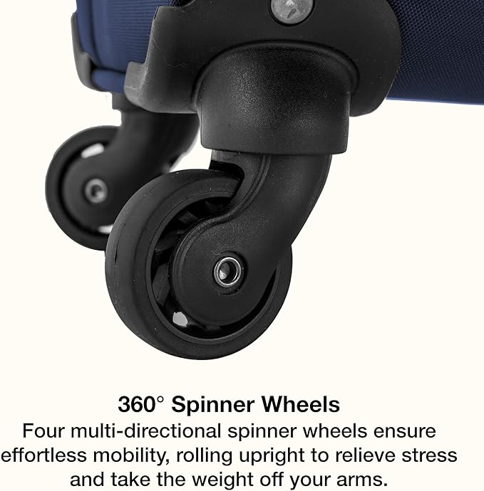 U.S. Traveler Anzio Softside Sturdy Ballistic Nylon Expandable Travel Suitcase Luggage with 4 Spinner Wheels, Navy, Carry-on 22-Inch