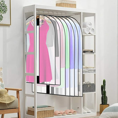 Pwsap 12 Pack Breathable Clothes Covers with Zip, Hanging Garment Covers Bags Dress Bag Covers Moth-Proof Mens Suit Storage Bag Dust Cover for Wardrobe Storage and Travel(Clear)