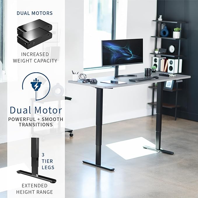 VIVO Electric 71 x 30 in Dual Motor Sit Stand Desk, Memory Height Adjustment, 2B Series, Dark Gray Top Black Frame, DESK-KIT-2B7G