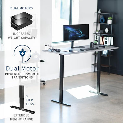 VIVO Electric 71 x 30 in Dual Motor Sit Stand Desk, Memory Height Adjustment, 2B Series, Dark Gray Top Black Frame, DESK-KIT-2B7G