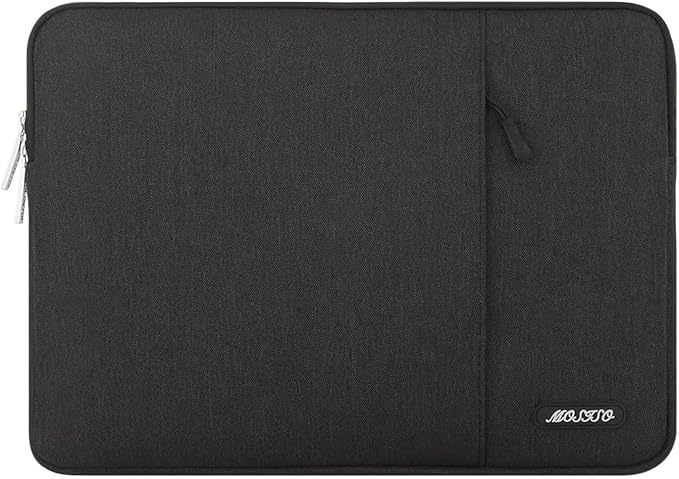 MOSISO Laptop Case 13.3 inch, 13-13.3 inch Laptop Sleeve Compatible with MacBook Air/Pro 13/Pro 14 M5 M4 M3 M2 M1, HP Dell ASUS Lenovo,Polyester Vertical Computer Sleeve Bag with Pocket, Black