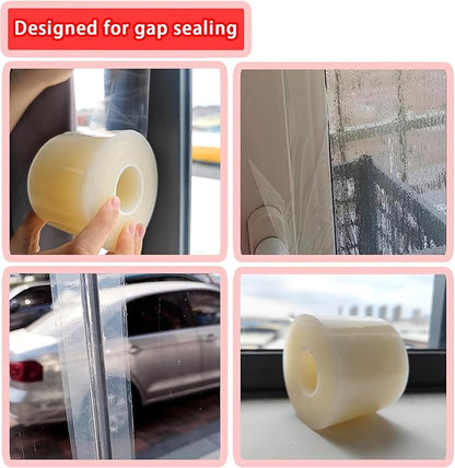 Birllaid Transparent Window Weather Sealing Tape, 3 Inch x 55 Yards (165 FT), Window AC Insulation Air Conditioner Sealing Tape, No Residue, Clear