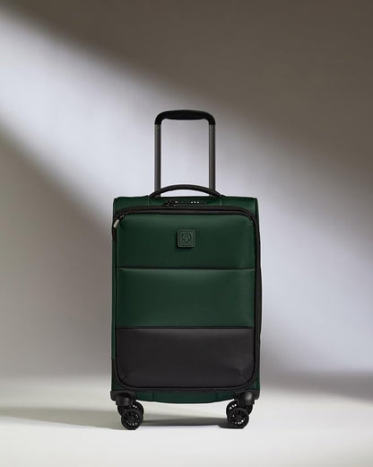 ANTLER - Soft Stripe Carry On Luggage 22x14x9 Airline Approved - Cabin Suitcase with Expander, Adjustable Handle, 4 Spinner Wheels, Lightweight, TSA Lock - Recycled Polyester Luggage - Antler Green