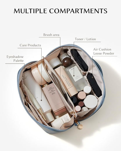 EACHY Travel Makeup Bag,Large Capacity Cosmetic Bags for Women,Waterproof Portable Pouch Open Flat Toiletry Bag Pattern Makeup Bag