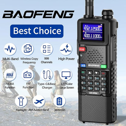 Baofeng Radio Ham Radio Long Range 5RM 10W Handheld Rechargeable 3800mAh Extended Battery NOAA Emergency Weather Tactical Two Way Radio Walkie Talkies For Adults USB-C Charger for Survival Gear,2 Pack